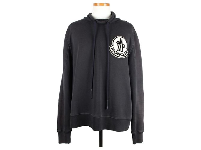 Moncler Sweatshirt mit hohem Kragen und großem Logo XL Schwarz