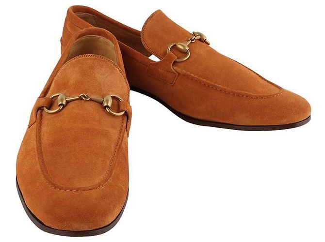 Gucci Mocassins Jordan Horsebit en daim Taille Orange