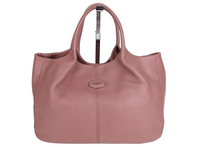 Tod's Grand cabas en cuir rose clair avec logo