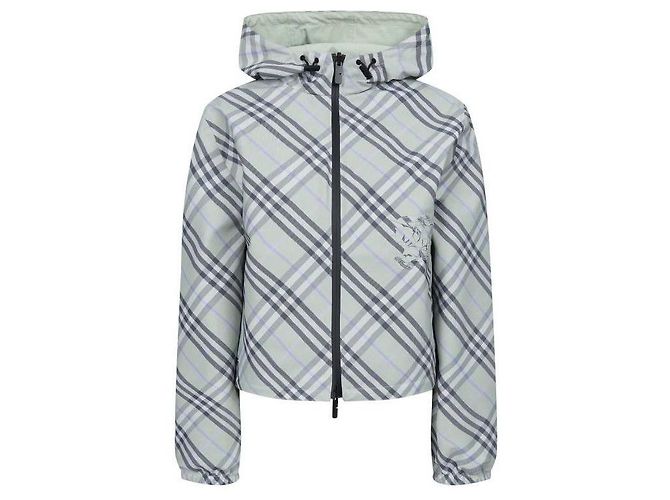 Burberry Cropped Reversible Check Jacket Green