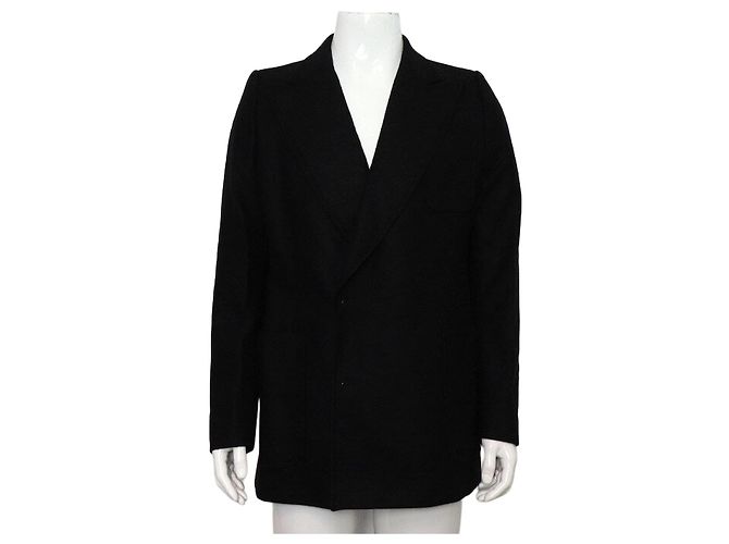 Dries Van Noten Black Wool Double Button Coat Jacket