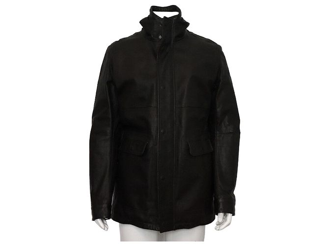 Fendi Giacca in pelle nera da uomo Nero
