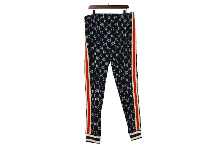 Gucci Navy Jacquard Jogger Training Pants for Men Blue