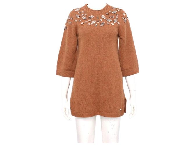 Chanel Kaschmir-Tunika-Pullover für Damen Braun 