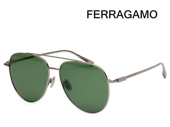 Salvatore Ferragamo Óculos de sol oversized com armação de metal, ponte dupla estilo Boeing, moda