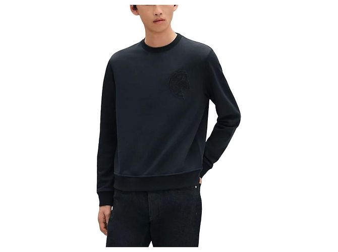 Hermès Pull col rond pour homme Marine Noir