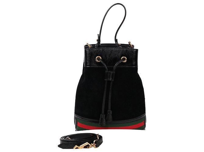 Gucci Piccola borsa a tracolla a secchiello in scamosciato nero