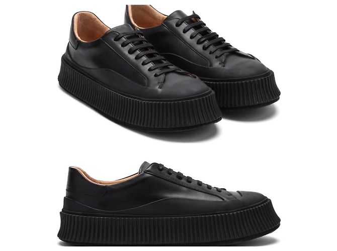 Jil Sander Oversized Leather Sneakers Black