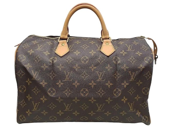 Louis Vuitton Bolsa Tote Speedy em Canvas Monogram Marrom