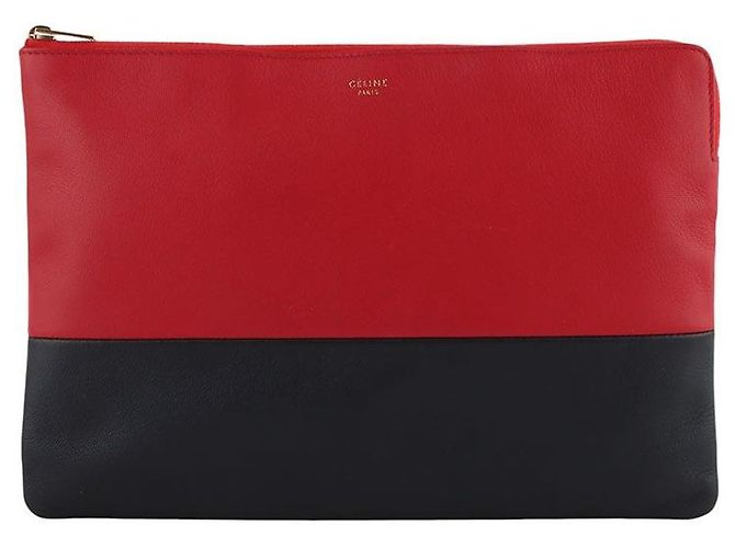 Céline Clutch bicolore in pelle di agnello Rosso