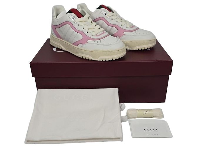Gucci Reweb Leder Low Top Sneaker Silber