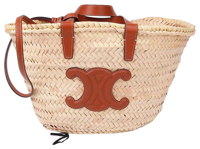 Céline Mini cesta Triomphe em rattan Marrom