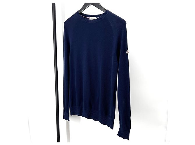Moncler Langarm Strick Navy Blau 