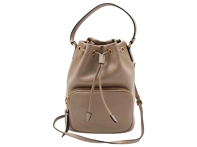 Prada Borsa a tracolla a secchiello duet in pelle di vitello Grace Marrone