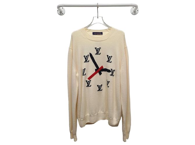 Louis Vuitton Ivory Clock Intarsia Pullover Knit White
