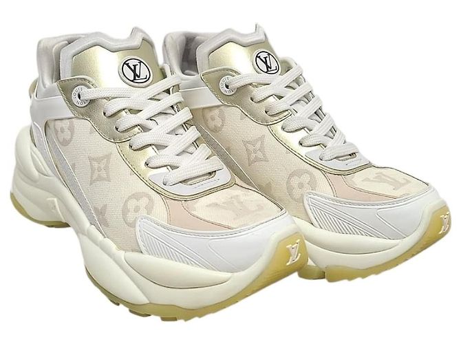 Louis Vuitton Baskets Denim Run à monogramme beige et or Marron