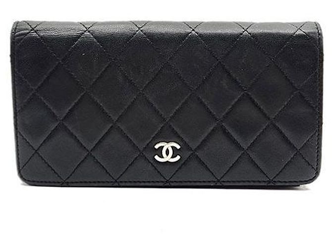 Chanel Lambskin Long Wallet Black