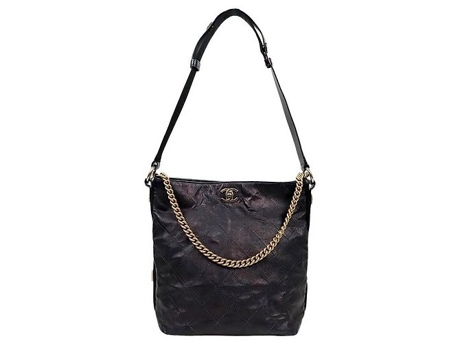 Chanel Black Quilted CC Bucket Bag
