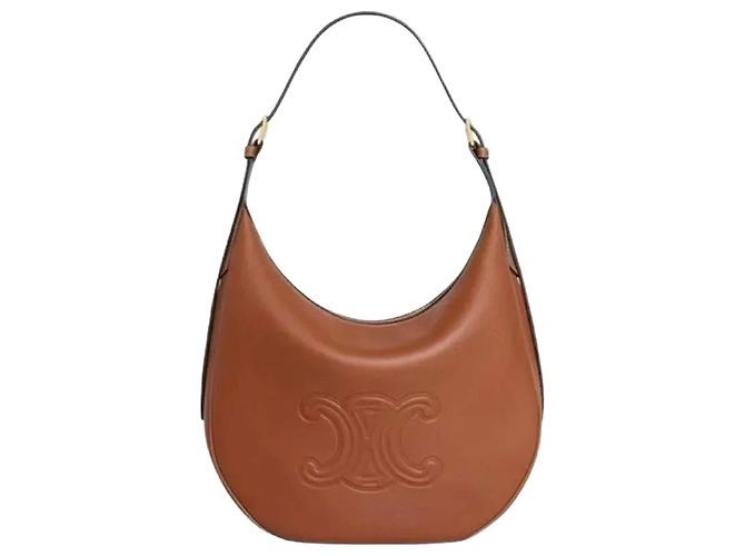 Céline Bolsa Heloise Cuir Triomphe em couro de bezerro macio Marrom