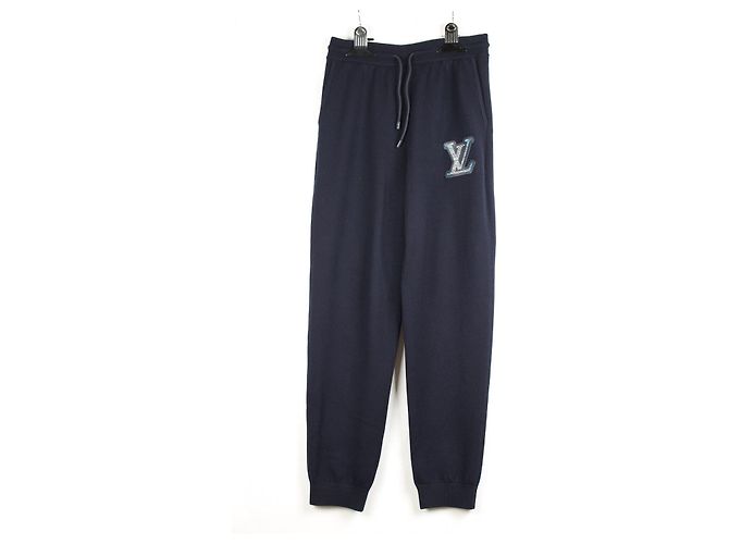 Louis Vuitton Wool-Blend Leather Jogger Track Pants Blue