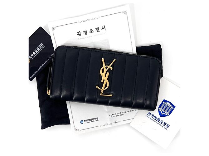 Saint Laurent Viki Monogram Long Wallet Black