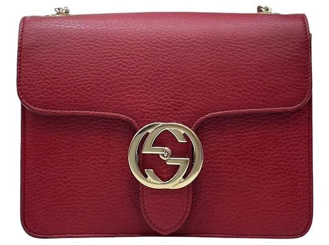 Gucci Bolsa transversal de corrente GG entrelazada Vermelha Vermelho