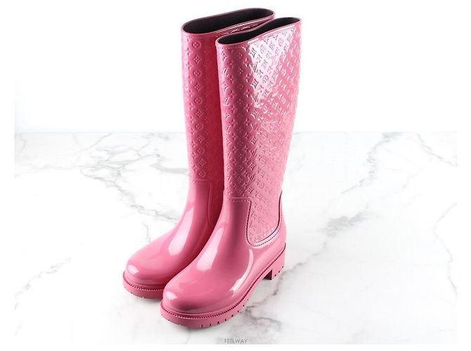 Louis Vuitton Botas de chuva Monogram Glossy Rosa