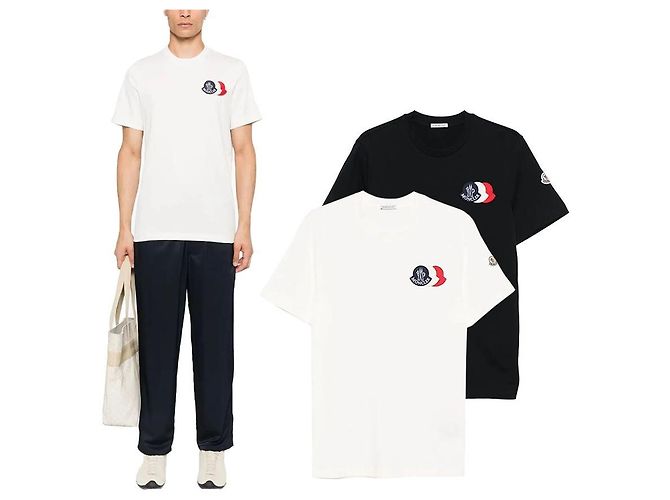 Moncler T-Shirt mit besticktem Logo Weiß