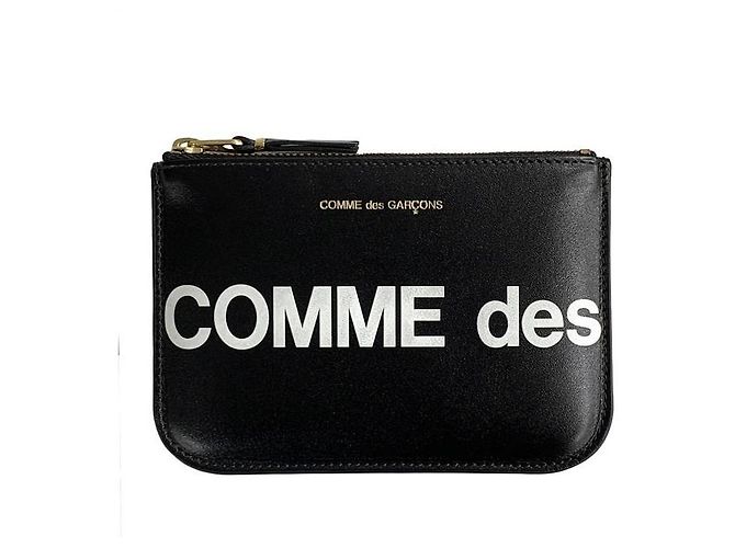 Comme Des Garcons Carteira de couro com zíper clássica Preto