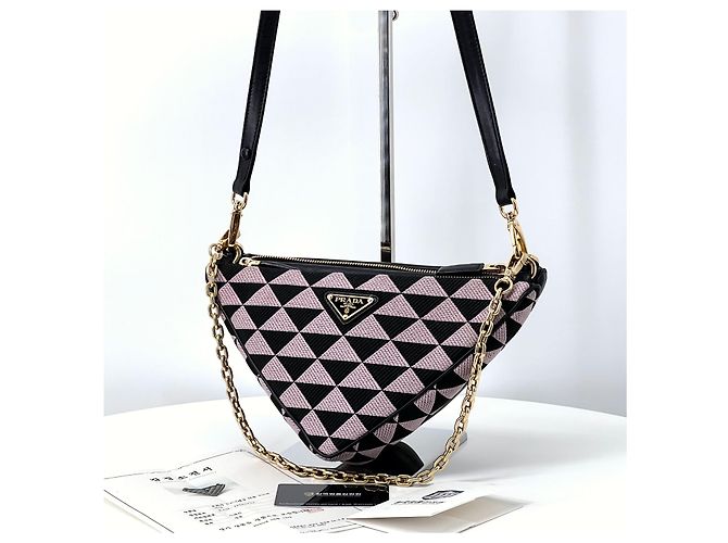 Prada Mini bolso de hombro con doble cadena triangular Multicolor