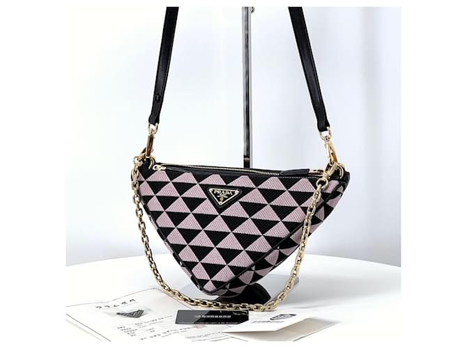 Prada Mini bolsa de ombro com dupla corrente triangular Multicor