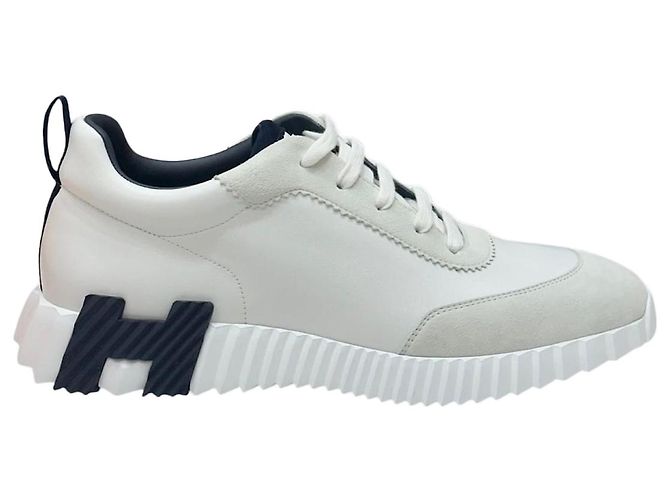 Hermès Sneaker Bouncing in pelle bianca e nera Bianco 