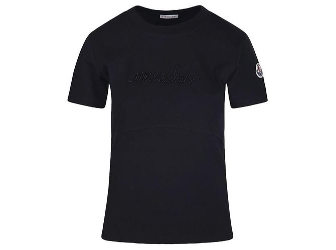 Moncler T-Shirt mit Logo-Stickerei Schwarz