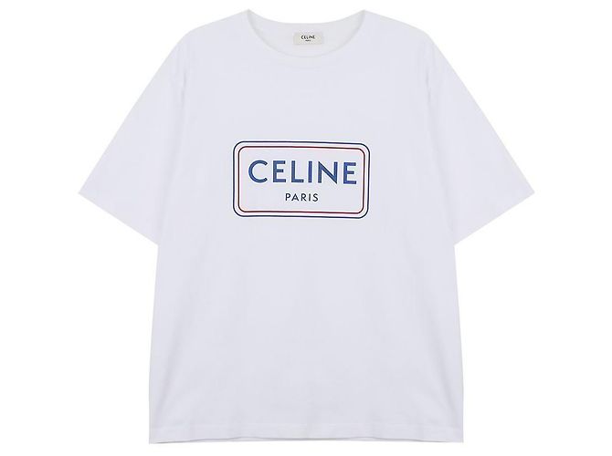 Céline Camiseta solta de algodão Branco