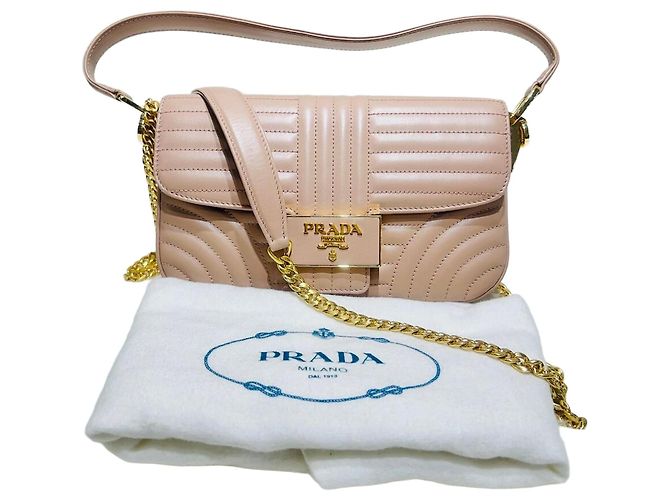 Prada Bolsa Tote Acolchoada Diagram Bolsa de Ombro Rosa