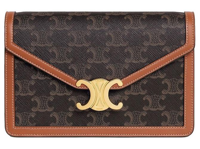 Céline Wallet on Chain Crossbody Bag Triomphe Tan Braun