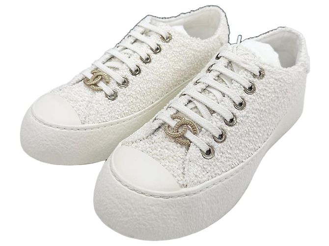 Chanel Sneaker in tweed da donna Argento