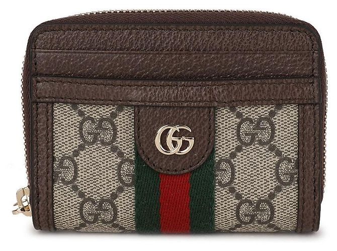 Gucci Portefeuille à fermeture éclair Ophidia Marron