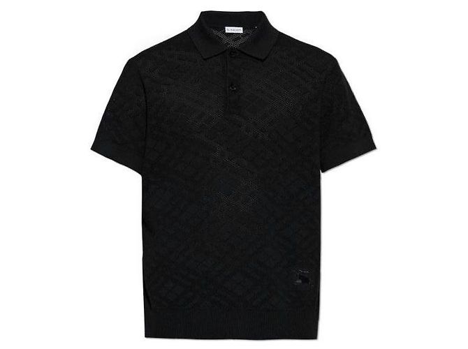 Burberry Check Woll-Polohemd Schwarz