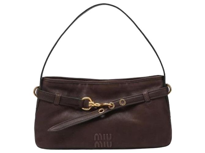 Miu Miu Bolsa Aventure em couro napa Regular Marrom