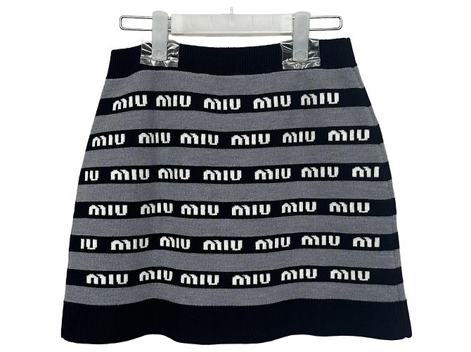 Miu Miu Wollrock mit Logo Braun