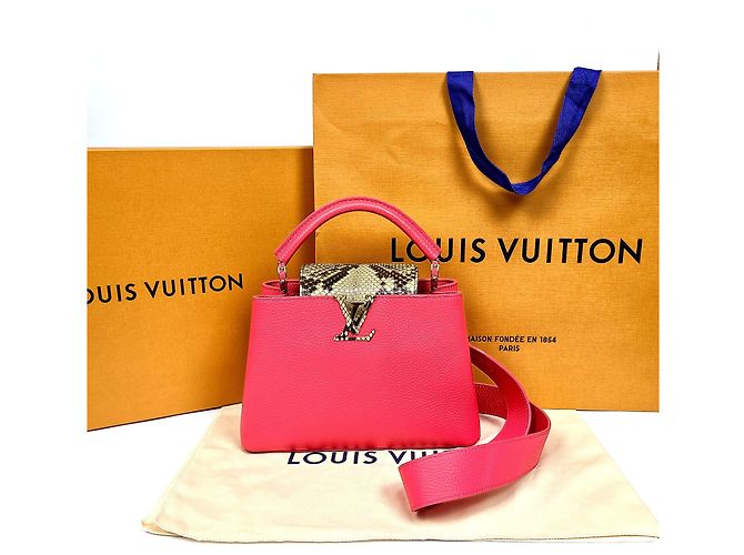 Louis Vuitton Sac Capucines BB Top Handle en Python Rose