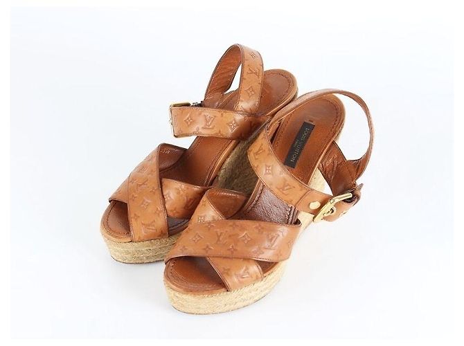 Louis Vuitton Sandali con zeppa monogram per donna Marrone