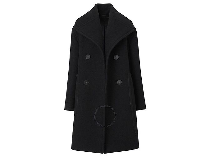 Burberry Refurbished Oversized Big Collar Double Button Long Coat Black