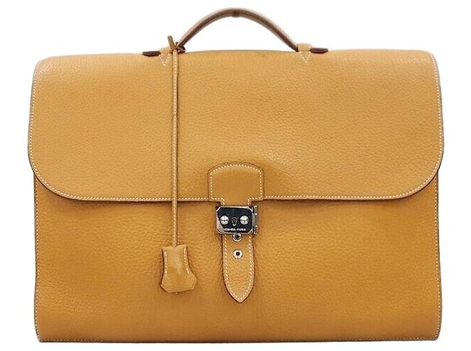 Hermès Depeche Briefcase Sesame Gold Orange
