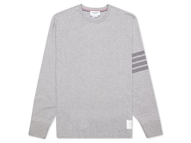 Thom Browne Tonal Stripe Oversized Medium Weight Jersey Long Sleeve T-shirt stamp: Silvery