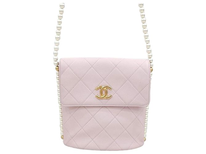 Chanel Bolsa transversal CC Logo com detalhes em pérolas Branco