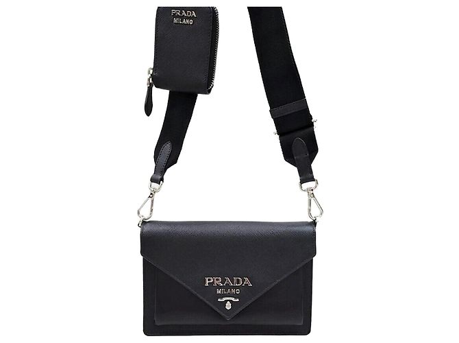 Prada Bolsa transversal Saffiano Envelope Preto
