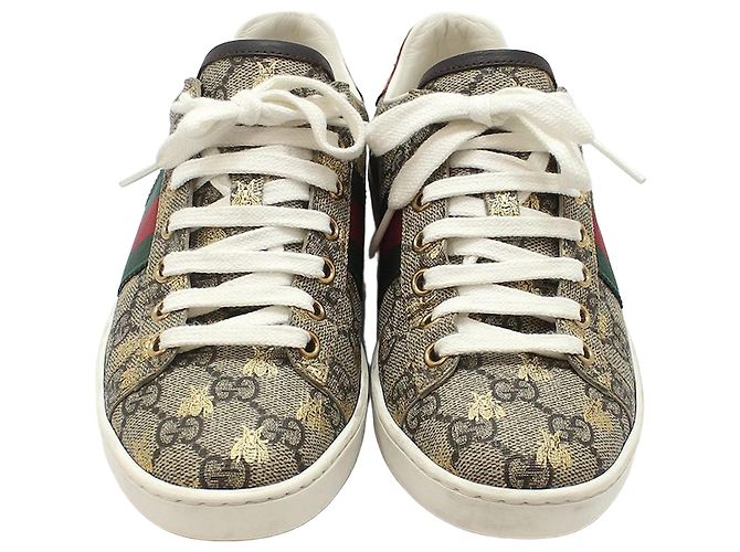 Gucci Baskets GG Supreme Bee Ace Marron