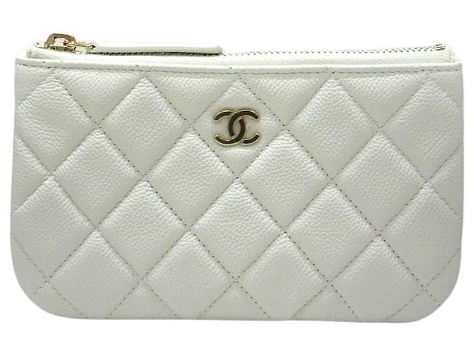Chanel Classic Mini Clutch White Gold